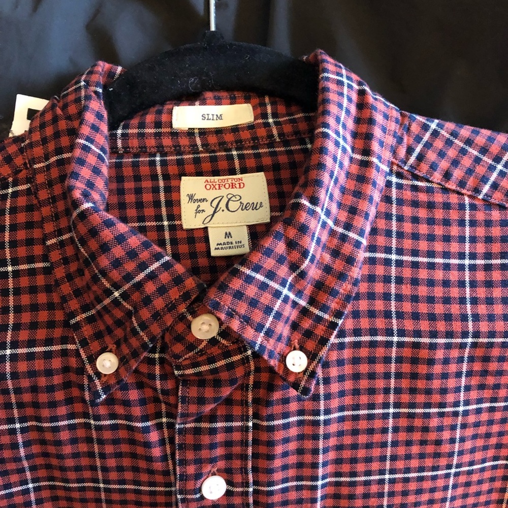 J Crew Men’s Oxford Long Sleeve check/plaid button down shirt.